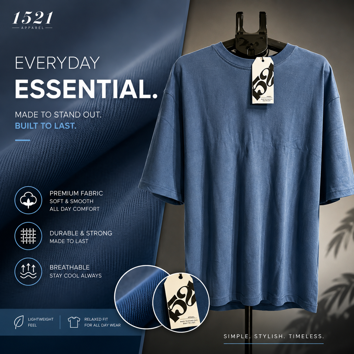 Blue Drop Shoulder T-Shirt