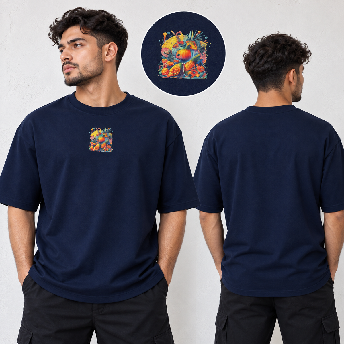 Designed Drop Ts-Navy Blue
