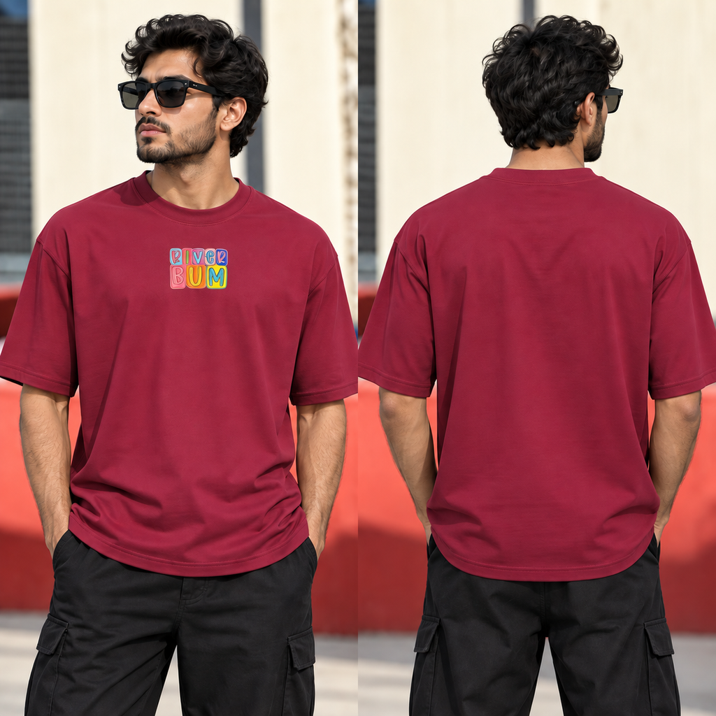 Designed Drop Ts-Burgundy
