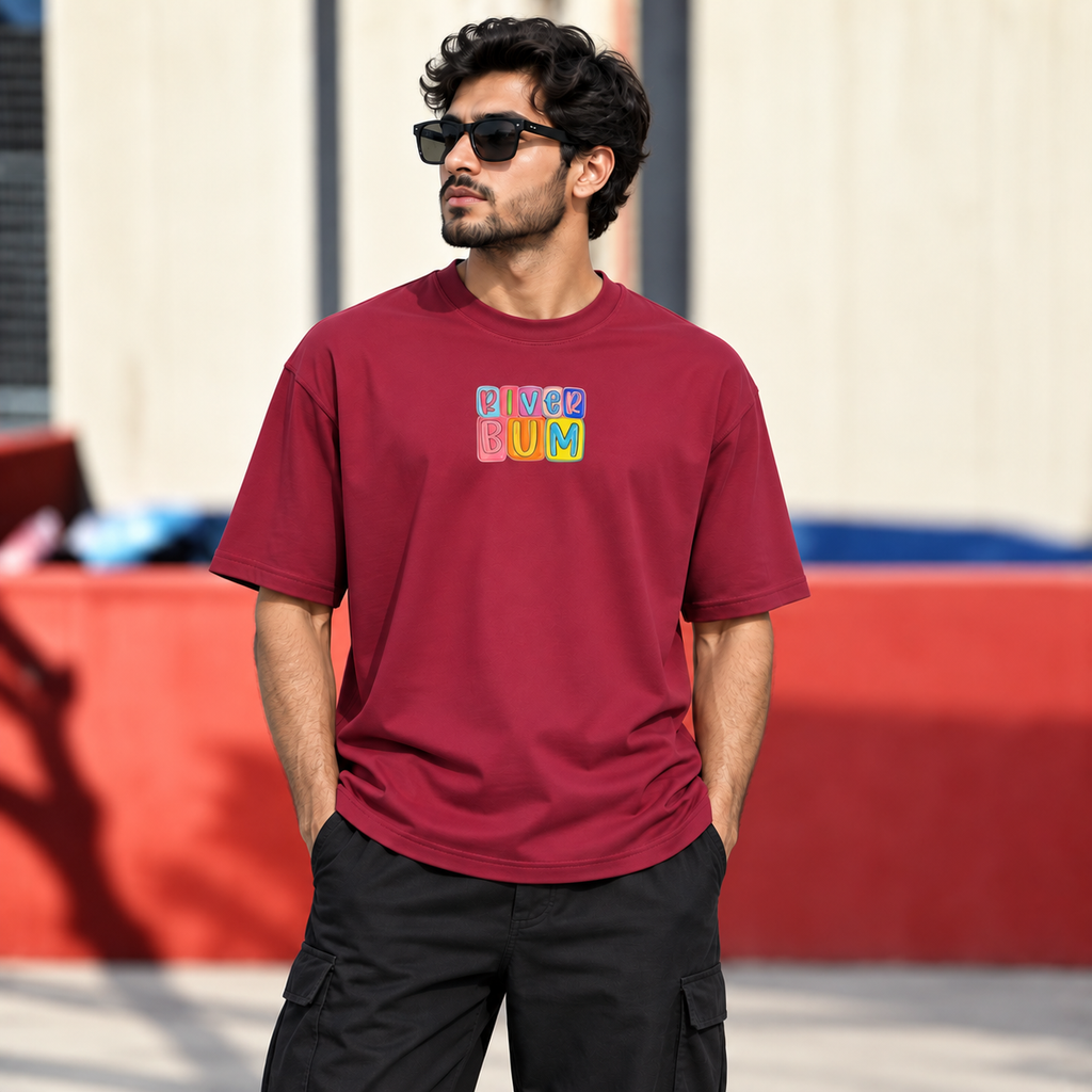 Designed Drop Ts-Burgundy