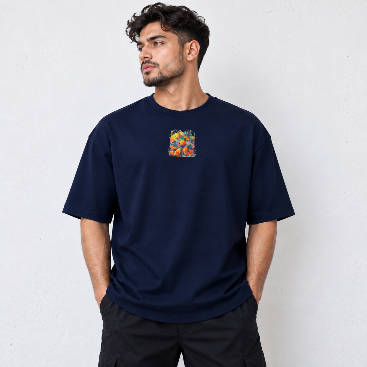 Designed Drop Ts-Navy Blue