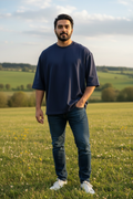 Navy Blue Drop Shoulder