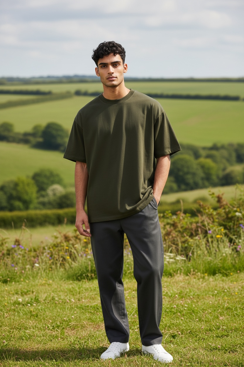 Olive Drop Shoulder T-Shirt